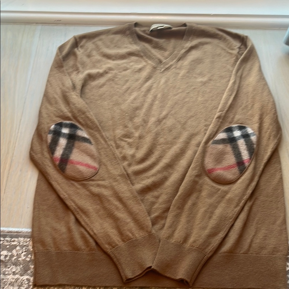 Burberry Men's Brown Sweater with Elbow Patches